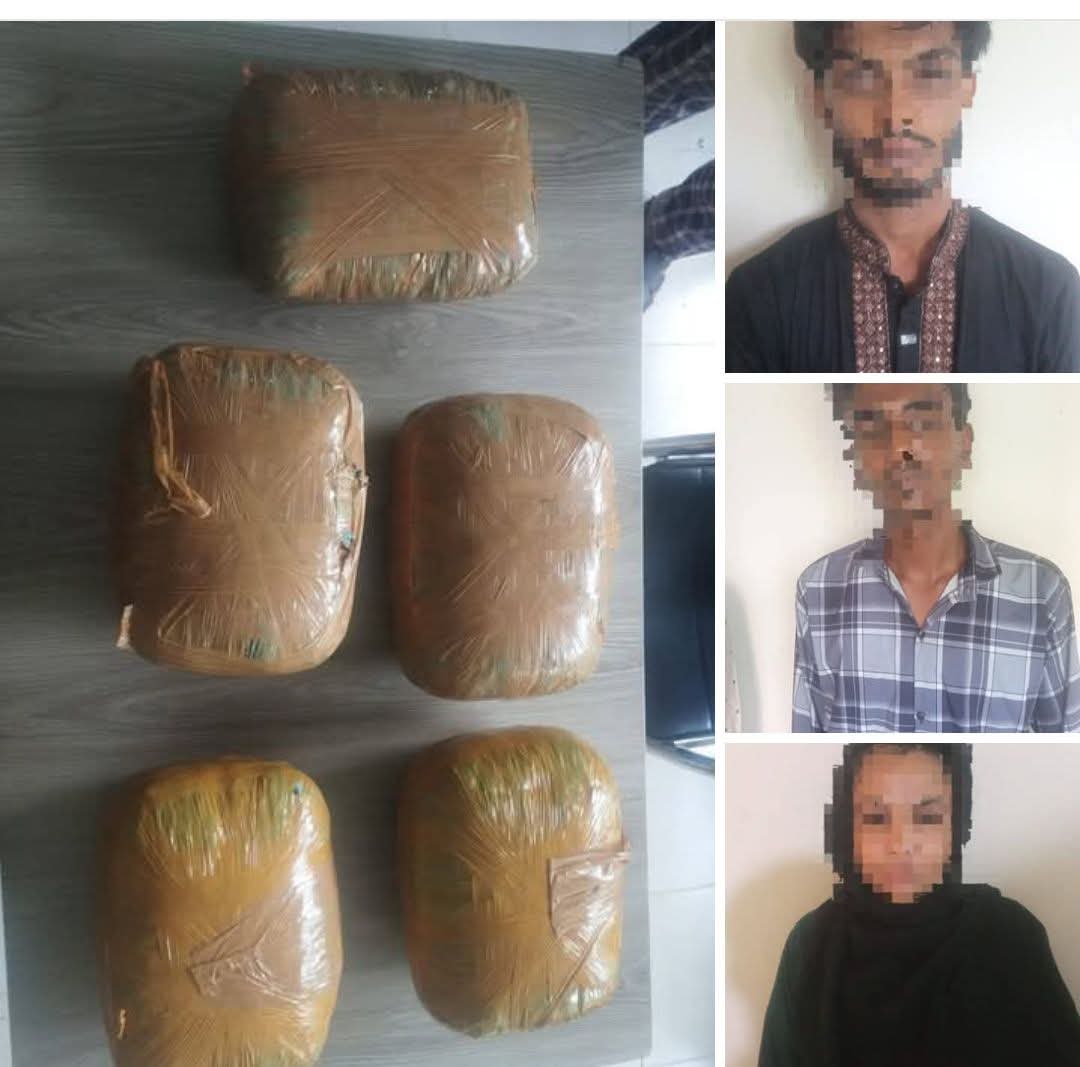 ঢাকা জেলার নবাবগঞ্জ থানা কর্তৃক ১৪ কেজি গাঁজাসহ ০৩ জন মাদক ব্যবসায়ী গ্রেফতার।